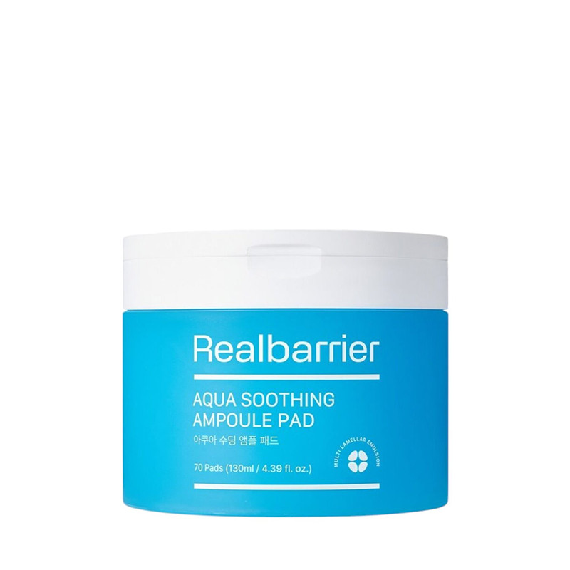 Тонер-педи зволожувальні для чутливої шкіри Real Barrier Aqua Soothing Ampoule Pad 130ml (70ea)