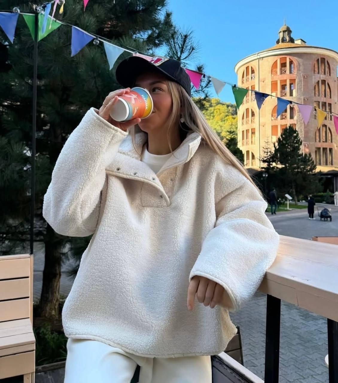 Жіноче плюшеве худі анорак з коміром-стійкою і блискавкою на грудях (р.42-48) 63sv3410, фото 1