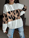 Жіночий теплий светр оверсайз з леопардовою вставкою (р. 42-46) 9sv3411, фото 2