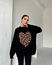 Теплий светр оверсайз із принтом серце на грудях (р. 42-46) 55sv3413, фото 7