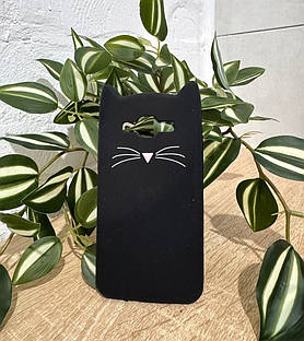 Силіконовий чохол для Samsung Galaxy J5/J2 Prime - 3D Cat (Кіт з вусами), Чорний