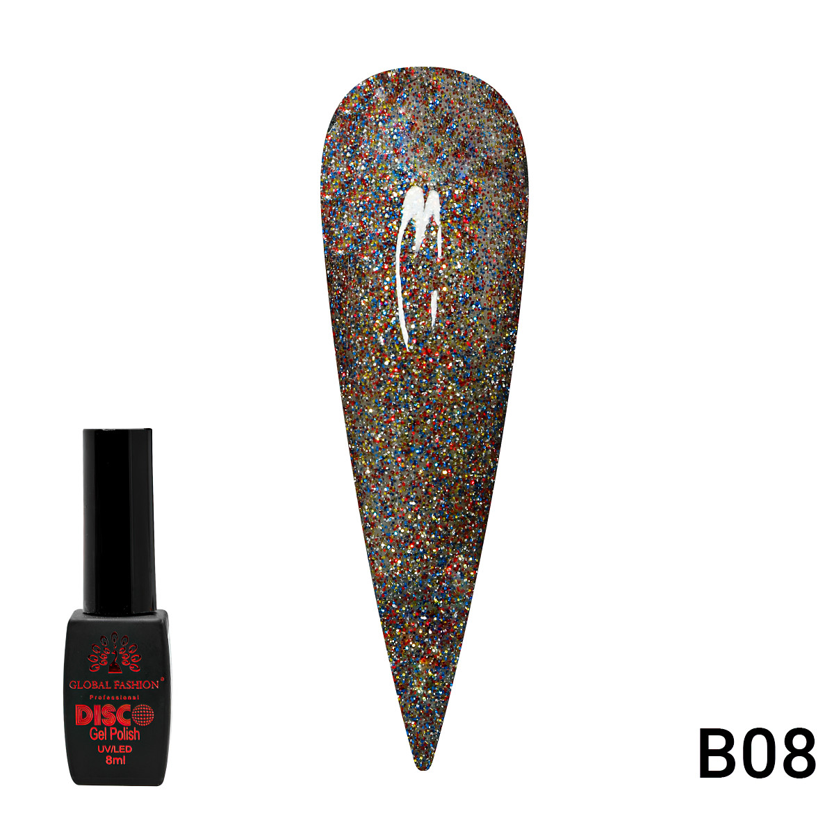 Гель лак Disco Gel Polish, Global Fashion, світловідбивний, 8 мл B08, фото 1