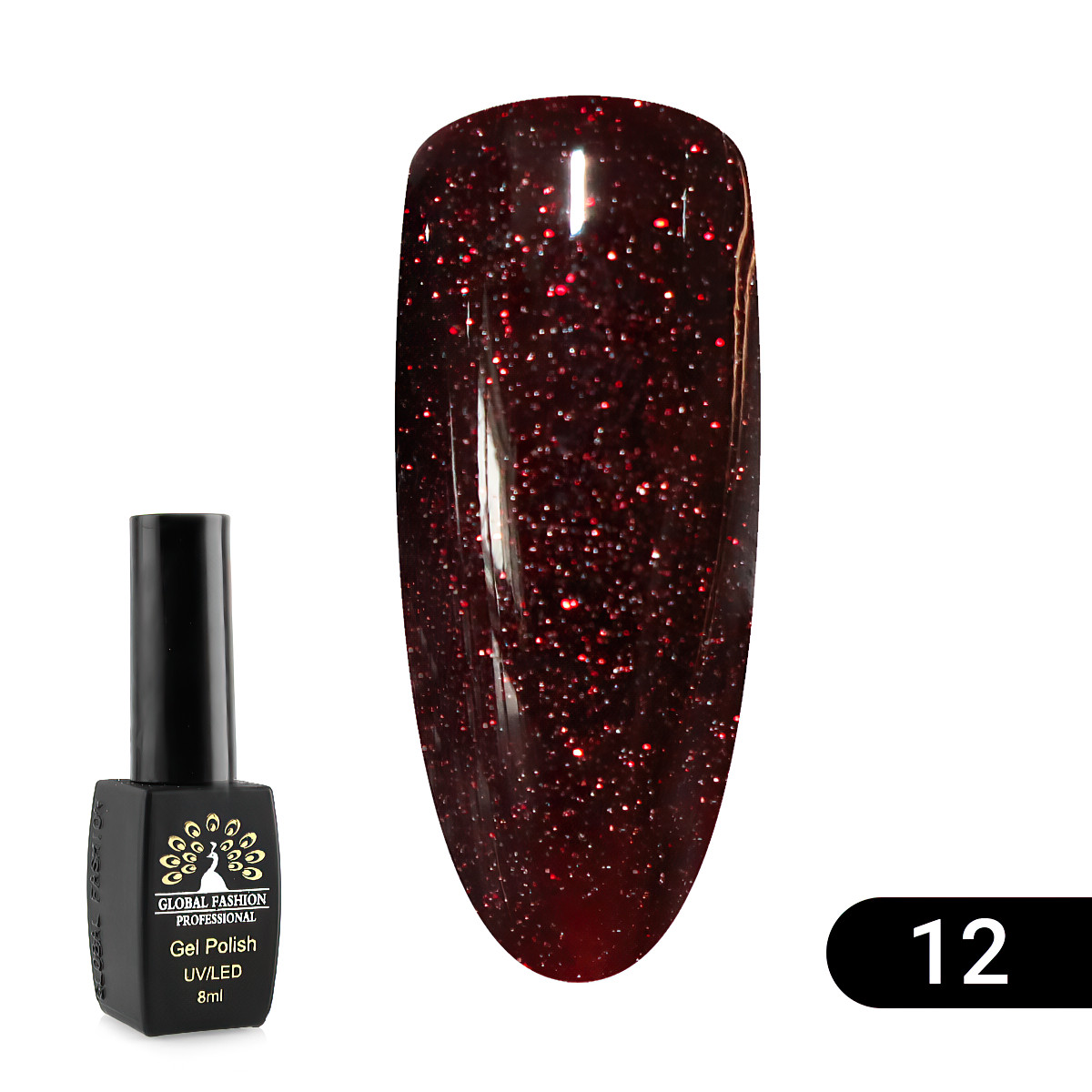 Гель лак Disco Gel Shine Spectrum, Global Fashion, світловідбивний, 8 мл 12, фото 1