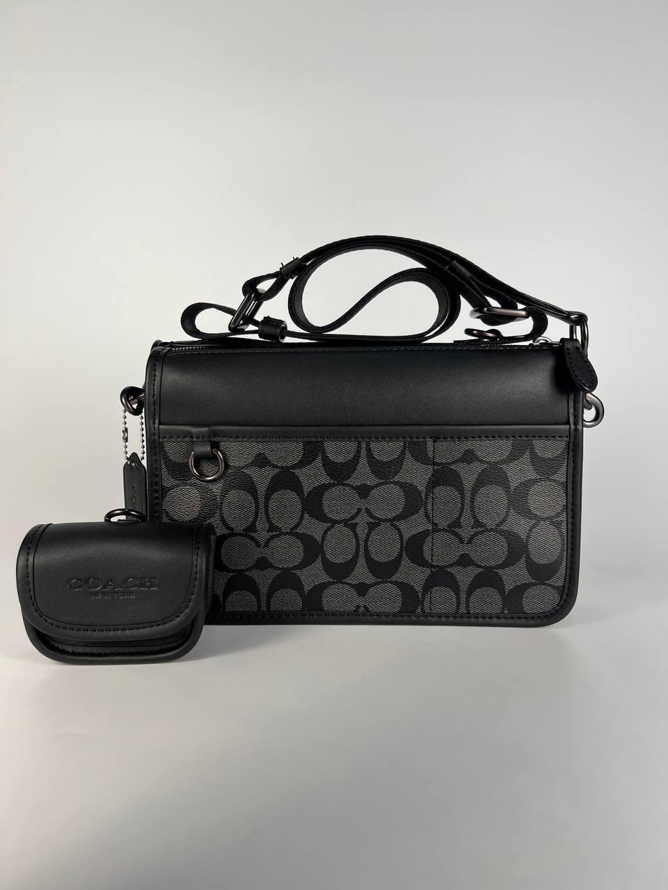 Шкіряна сіра чоловіча сумка Coach