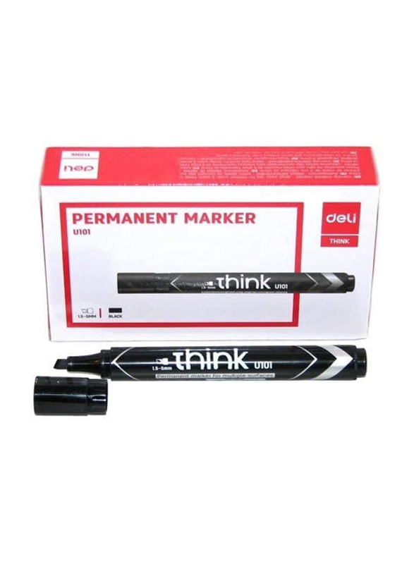 Маркер перманентний Deli EU10120 чорний, 1,5-5 мм, клиноподібний (для ламінованих цінників)