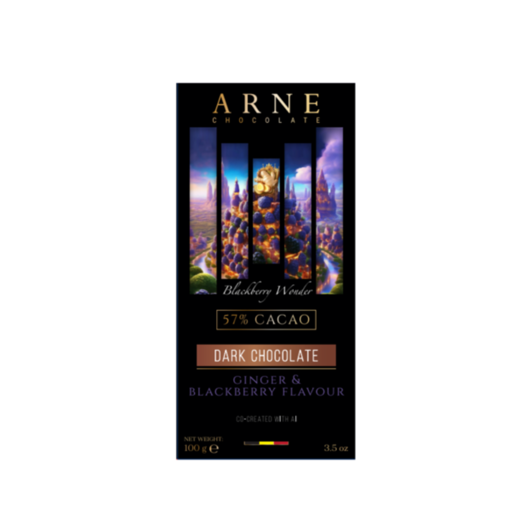 Шоколад Arne чорний 57% з імбирем та ожиною 100г