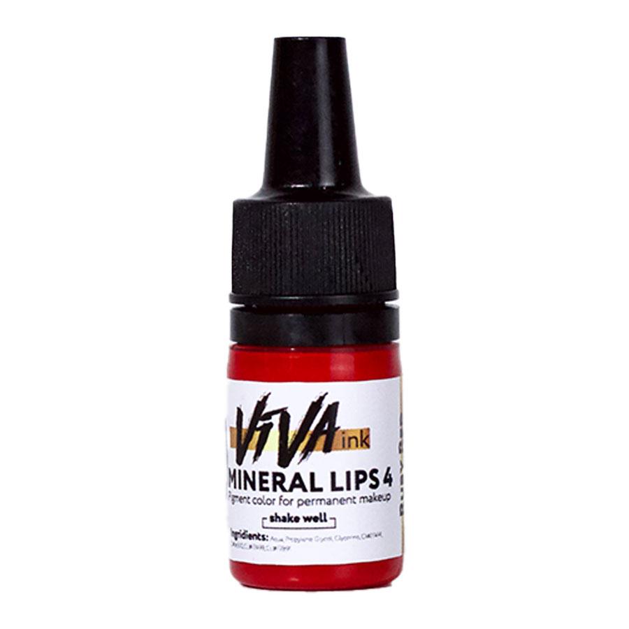 Мінеральний пігмент для татуажу VIVA ink Mineral Lips #4 RUBY RED, 4 мл