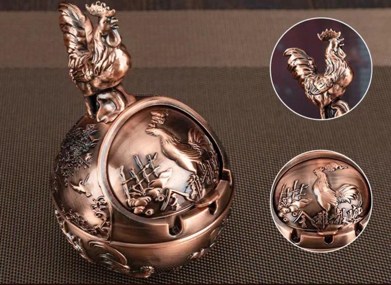 Металева попільничка рік Півня (Колір Бронза)