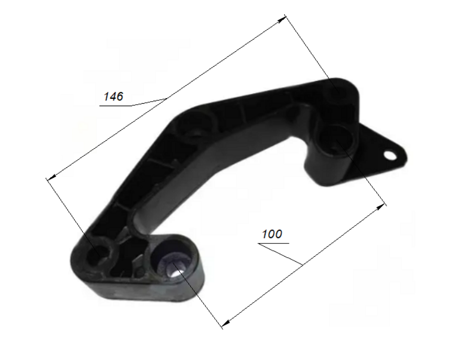 Кронштейн кріплення двигуна (A=146 мм, А1=100 мм, пластик) бетономішалки