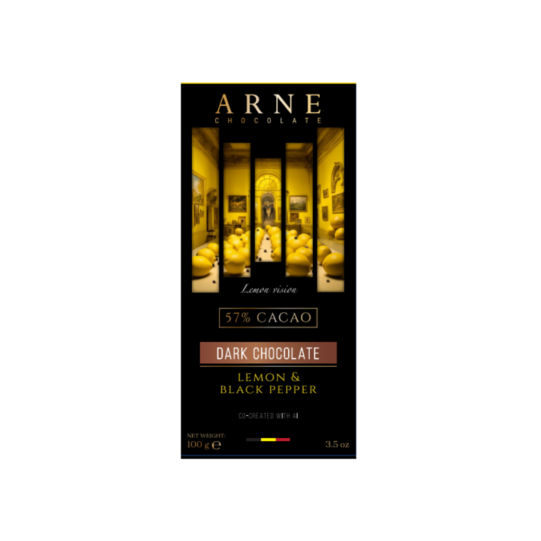 Шоколад Arne чорний 57% з лимонною цедрою та перцем 100г