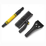 Щітка зі скребком автомобільна.Щітка для видалення льоду і снігу,Телескопічна щітка для очищення вікон чорна, фото 7