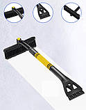 Щітка зі скребком автомобільна.Щітка для видалення льоду і снігу,Телескопічна щітка для очищення вікон чорна, фото 3
