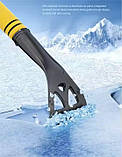 Щітка зі скребком автомобільна.Щітка для видалення льоду і снігу,Телескопічна щітка для очищення вікон чорна, фото 5