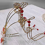 Прикраса для волосся в традиційному китайському стилі Червона корона, фото 3