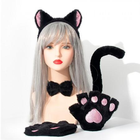 Костюм кошки  (хвост, ушки, перчатки, бабочка). Карнавальный костюм кошечка, фото 1