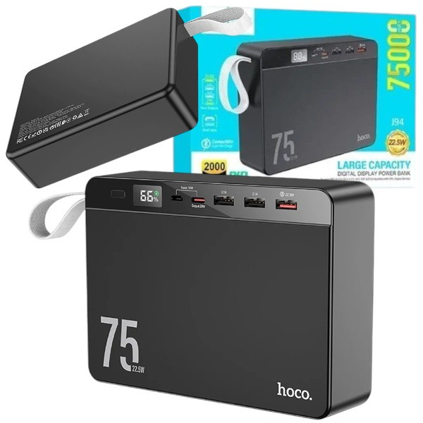 Зовнішній портативний аккумулятор Повербанк Power Bank HOCO J94 75000 mAh 22.5W Повербанк із швидкою зарядкою, фото 1