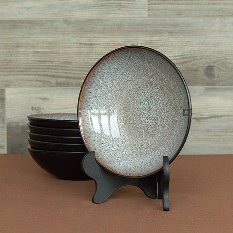 ARDESTO Тарілка супова Bolzano, 20 см, 630мл кераміка, чорно-коричневий, фото 1