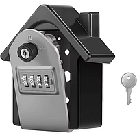 Компактний сейф у формі дому з кодовим замком металевий сірий