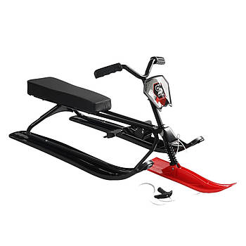 Снігокат з кермовим керуванням Skyper (м'яке сидіння, сталева рама, мотузка) S-36610 Чорно-червоний