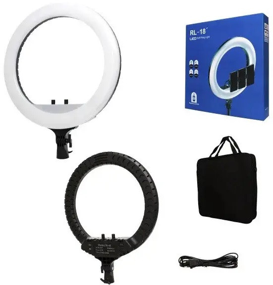 Кільцева LED лампа RL-18 45см 220V 3 крепл.тел. + пульт + чохол, фото 1