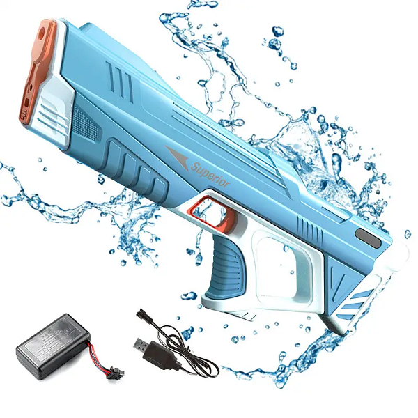 Водний пістолет електричний Water Gun водяний бластер автомат з автоматичним закачуванням води Блакитний