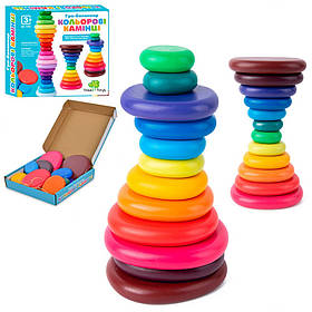 Дерев'яна іграшка Балансир Limo Toy MD 1935 кільця-камені, 12 штук, Toyman