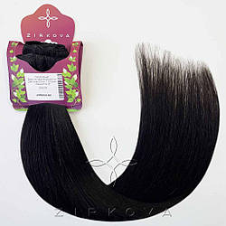 Натуральне Європейське Волосся на Заколках 55 см 110 грам, Чорний №1B