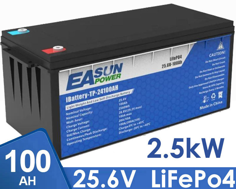 LiFePo4 24V 100aH EASUN 2560Wh акумулятор із вбудованою BMS AVADONA