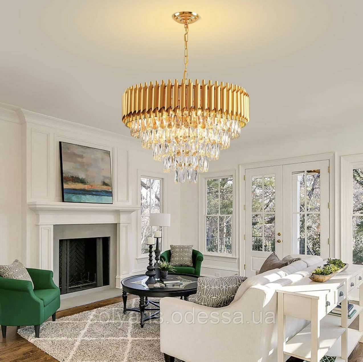 Кришталева підвісна люстра у вітальню, 11 ламп 60 см 221013, фото 1