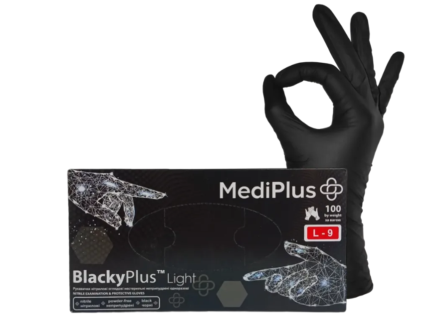 Mediplus PinkyPlus Рукавички Нітрилові L, 100 шт, без пудри, рожеві