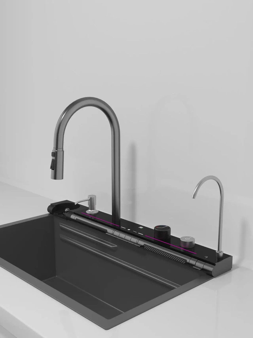 Кухонна раковина водоспад темно-сіра Willda, кухонна мийка водоспад темно-сіра 68х46х22 (383378831), фото 1