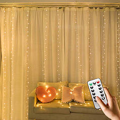 Світлодіодна гірлянда Lesko YLX-0278 LED 2.8х1м тепле світло USB з пультом керування