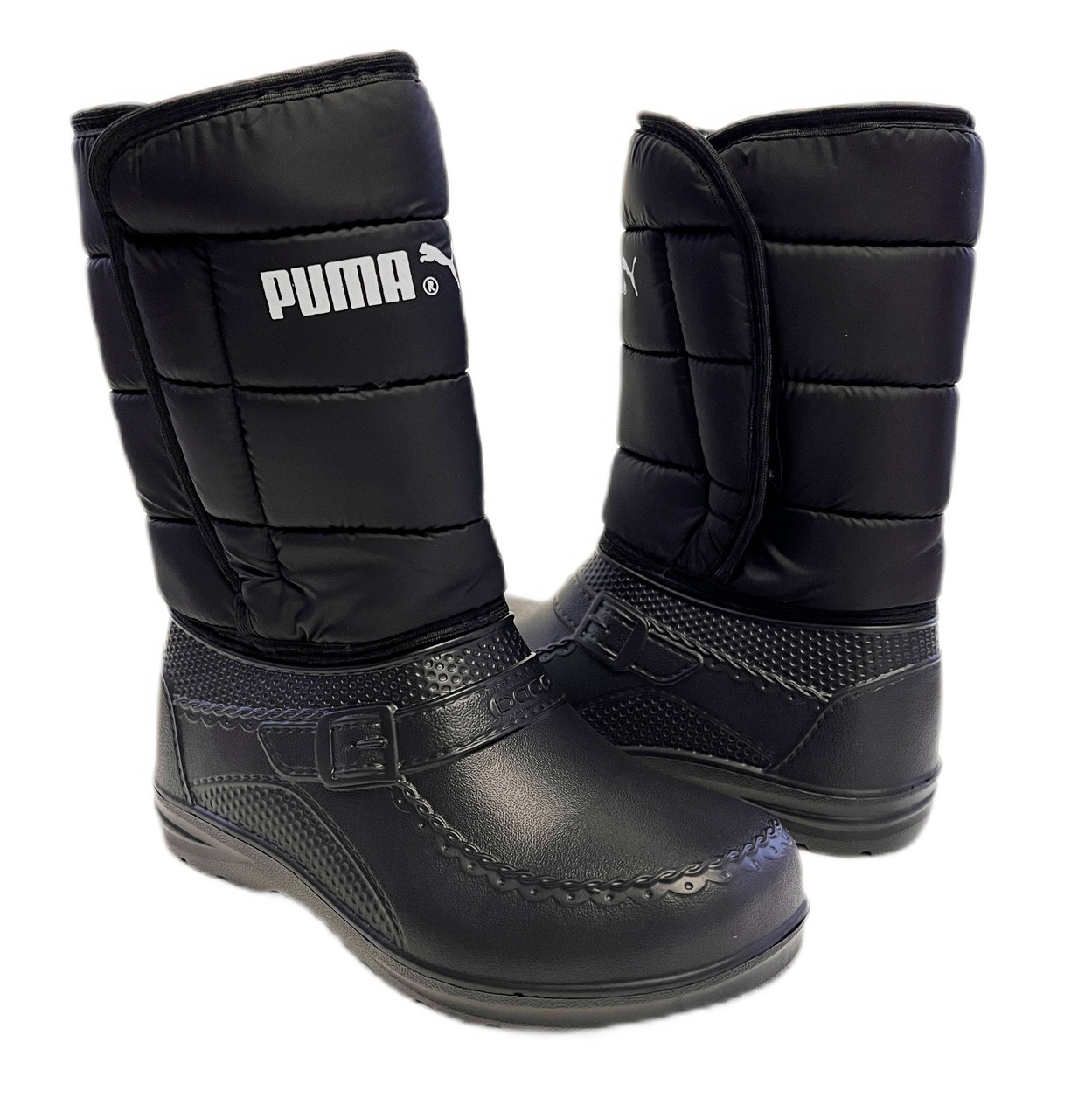 Жіночі чорні чоботи гумові на липучці зимні 39 Україна, фото 1