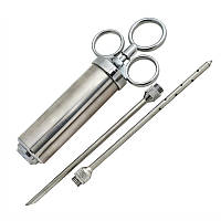 Шприц для маринування м’яса Lesko з нержавіючої сталі, 3 голки, для барбекю, інжектор, фото 3