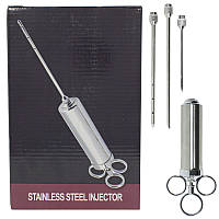 Шприц для маринування м’яса Lesko з нержавіючої сталі, 3 голки, для барбекю, інжектор, фото 8