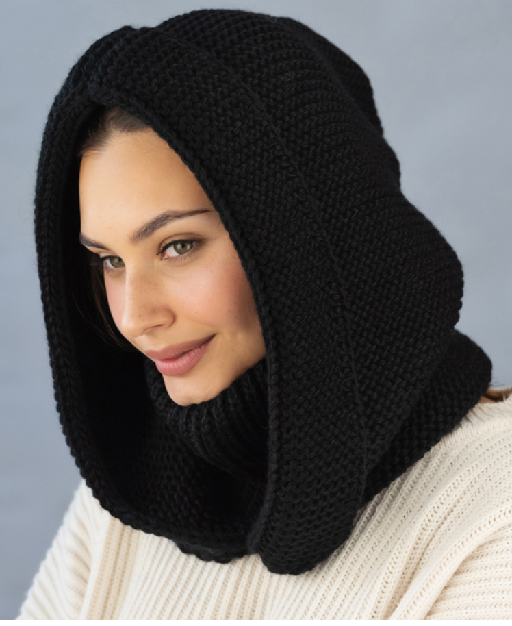 Капор жіночий в'язаний Braxton Лея чорний, фото 1