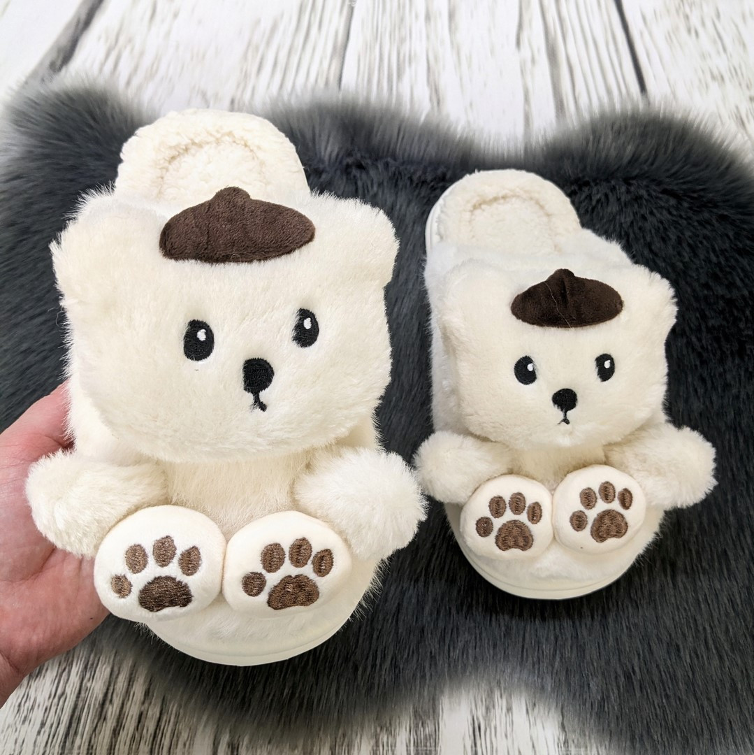 Тапочки жіночі домашні білі з ведмедиком 4692, фото 1