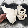 Тапочки жіночі домашні білі з ведмедиком 4692, фото 5