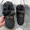 Тапочки чуні жіночі теплі високі чорні з хутряним опушенням Progress 4706, фото 2