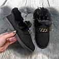 Тапочки чуні жіночі теплі високі чорні з хутряним опушенням Progress 4706, фото 4