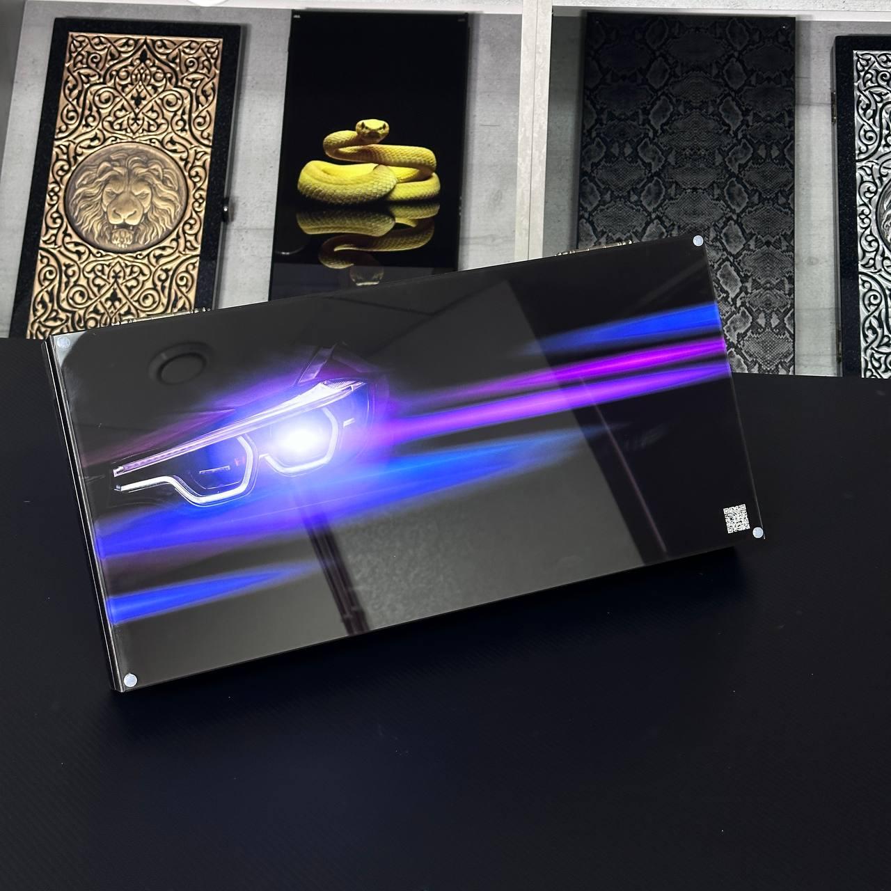 Нарди скляні з деревом BMW 50×24×6см подарункові, фото 1