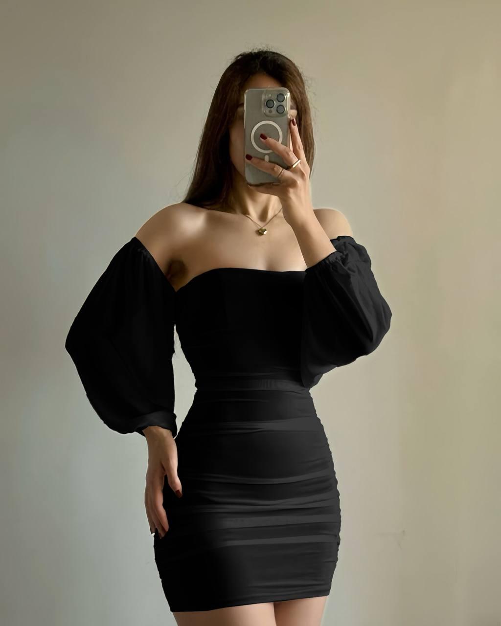 Сукня  з об’ємними  рукавами в довжині міні, фото 1