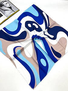 Хустка середня тонкий кашемір Абстракція синя бежева