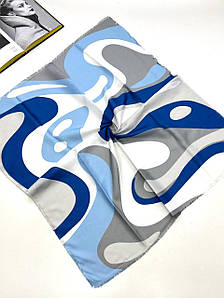 Хустка середня тонкий кашемір Абстракція блакитна