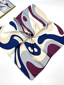 Хустка середня тонкий кашемір Абстракція ваніль синя