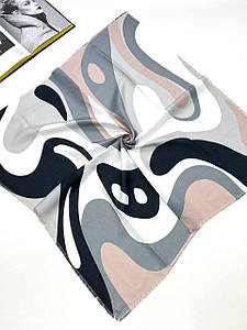 Хустка середня тонкий кашемір Абстракція сіра