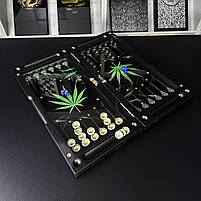 Нарди скляні з деревом Лист 50×24×6см подарункові, фото 10