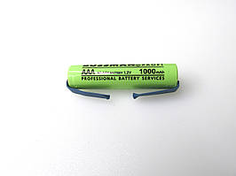 Промисловий акумулятор Bossman Ni-MH HR03/AAA 1.2V 1000mAh, з пелюстками для пайки.