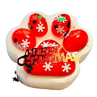 Іграшка антистрес лапка новорічна маленька Bambi 6675.4 (white\red)