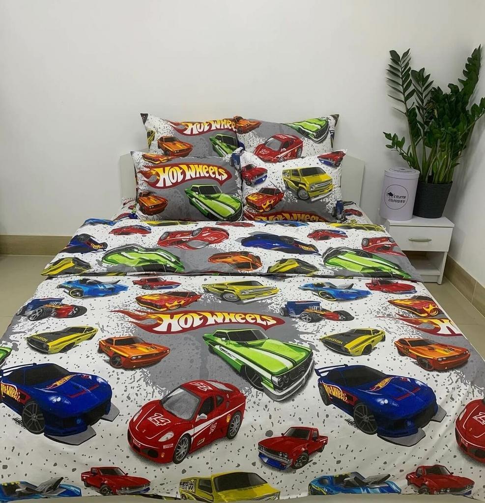 Постільна білизна полуторна бязь Тачки racing, фото 1